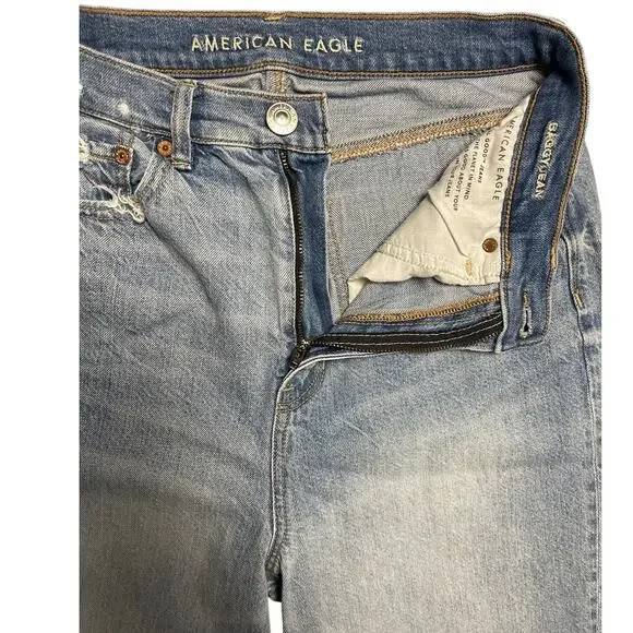 American Eagle Light Wash Ultra High-Waist Baggy Distressed‎ Jeans Size 10 - Picture 5 of 9